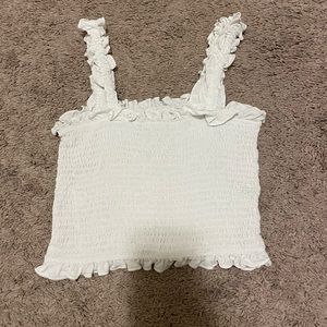 White Ruffle Crop Top Tanktop